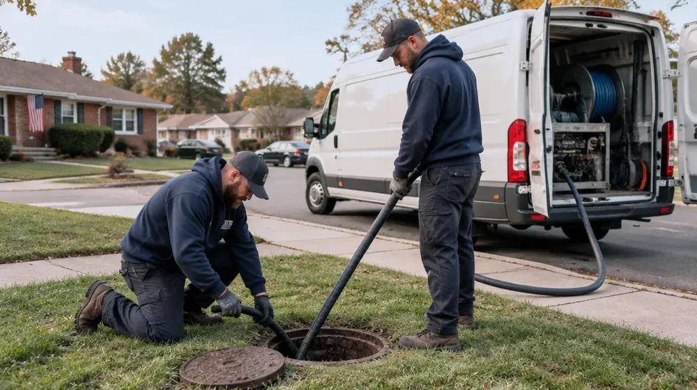 Service van on a residential street in Bensalem, Pennsylvania
