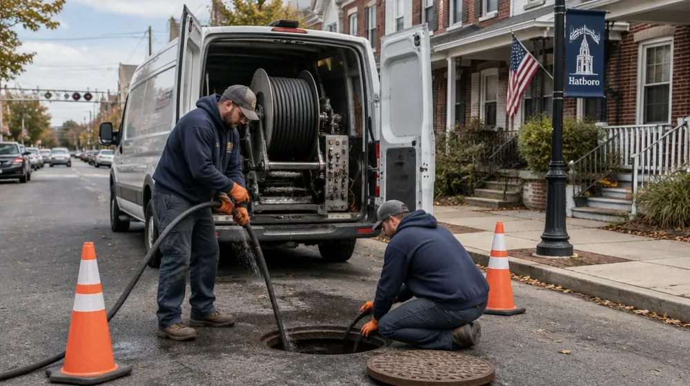 Service van on a residential street in Hatboro, Pennsylvania