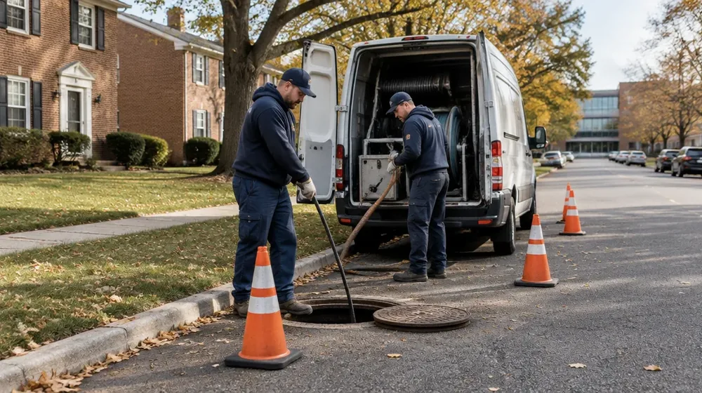 Service van on a residential street in Horsham, Pennsylvania